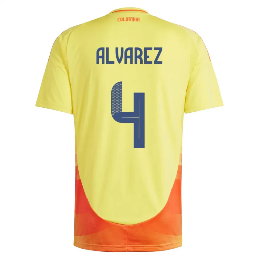 Danxen Barn Colombia Fernando Álvarez #4 Gul Hjemmetrøye Drakt Trøye 24-26 Skjorter T-Skjorte