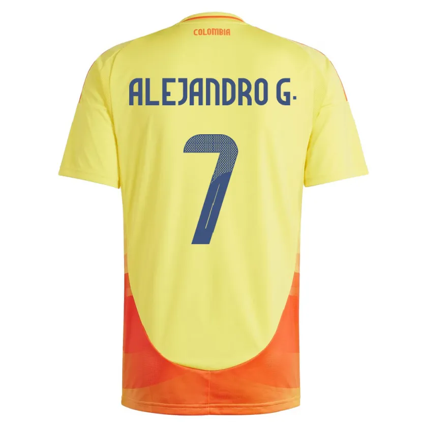 Danxen Barn Colombia Alejandro García #7 Gul Hjemmetrøye Drakt Trøye 24-26 Skjorter T-Skjorte