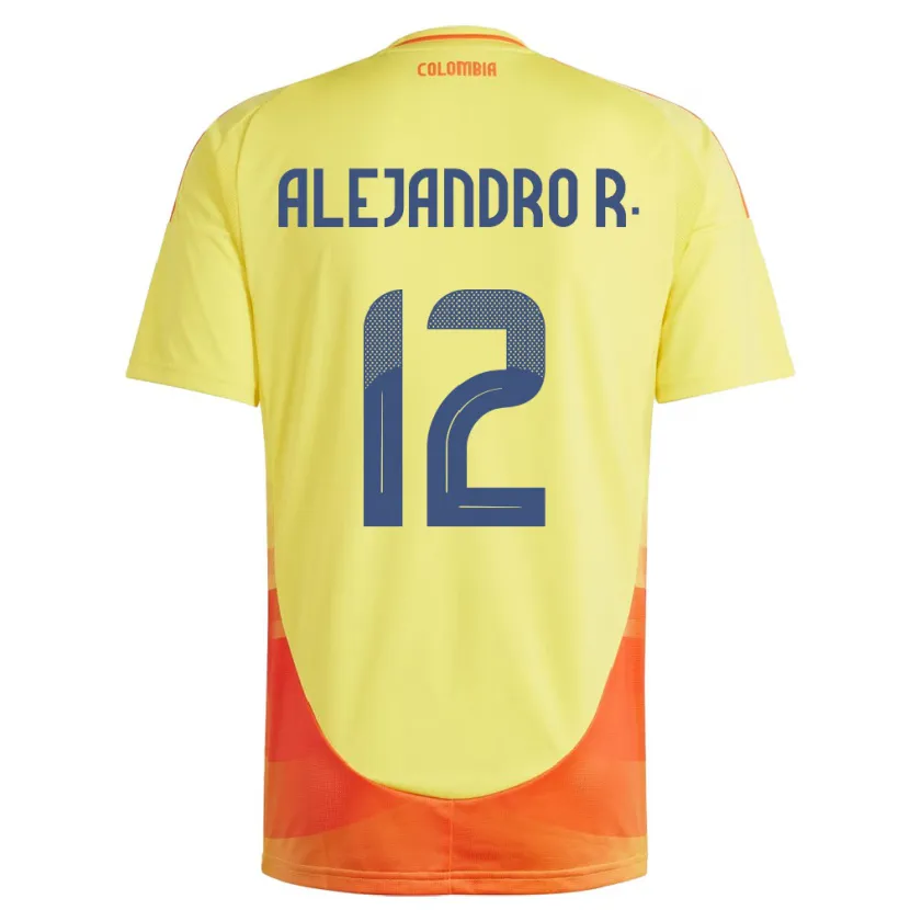 Danxen Barn Colombia Alejandro Rodríguez #12 Gul Hjemmetrøye Drakt Trøye 24-26 Skjorter T-Skjorte
