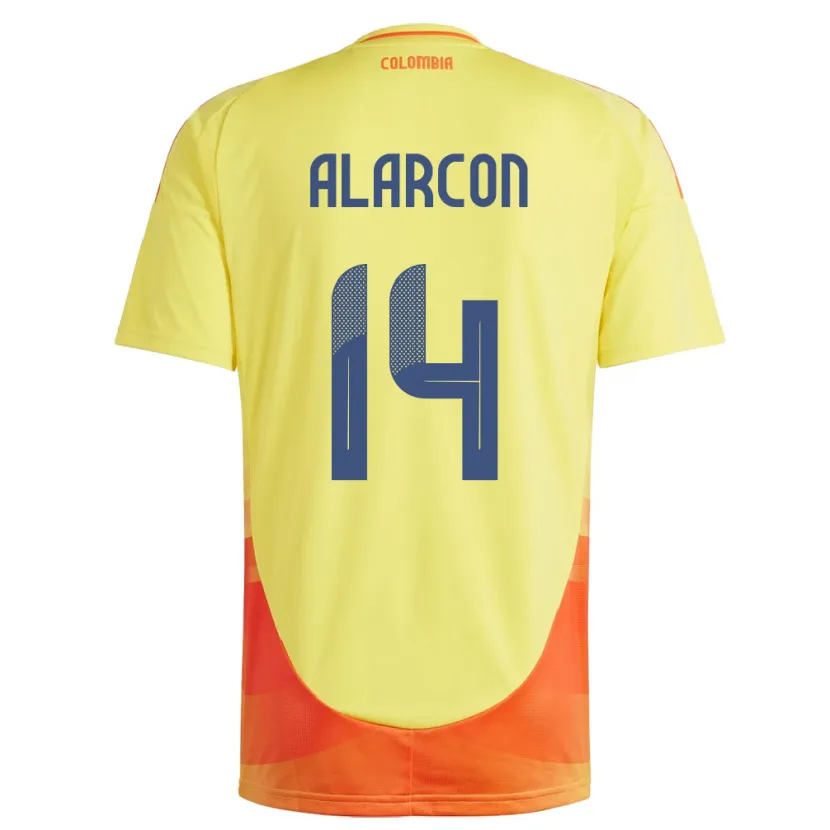 Danxen Barn Colombia Andrés Alarcón #14 Gul Hjemmetrøye Drakt Trøye 24-26 Skjorter T-Skjorte