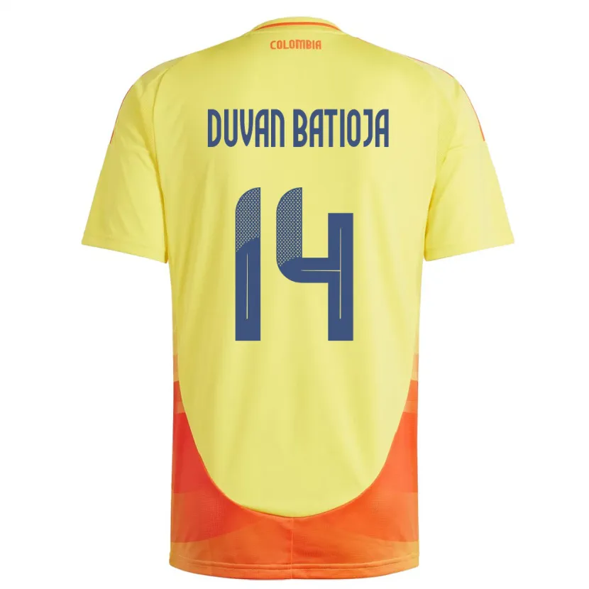 Danxen Barn Colombia Andy Duván Batioja #14 Gul Hjemmetrøye Drakt Trøye 24-26 Skjorter T-Skjorte