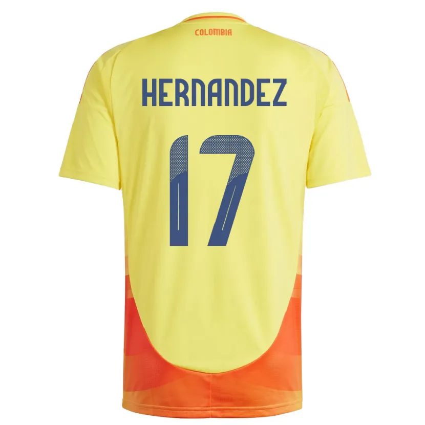 Danxen Barn Colombia Jhoan Hernández #17 Gul Hjemmetrøye Drakt Trøye 24-26 Skjorter T-Skjorte