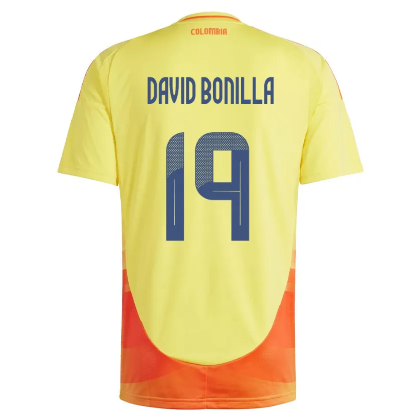 Danxen Barn Colombia Juan David Bonilla #19 Gul Hjemmetrøye Drakt Trøye 24-26 Skjorter T-Skjorte