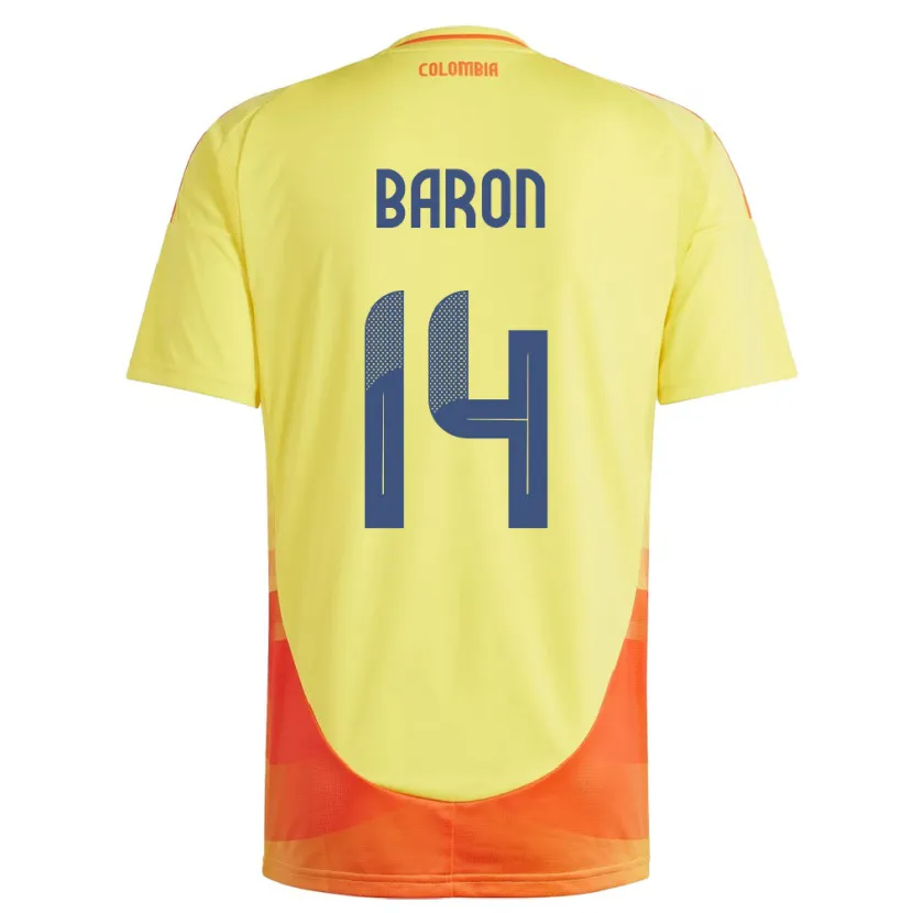 Danxen Barn Colombia Ángela Barón #14 Gul Hjemmetrøye Drakt Trøye 24-26 Skjorter T-Skjorte