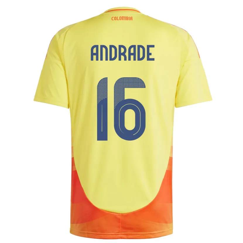 Danxen Barn Colombia Lady Andrade #16 Gul Hjemmetrøye Drakt Trøye 24-26 Skjorter T-Skjorte