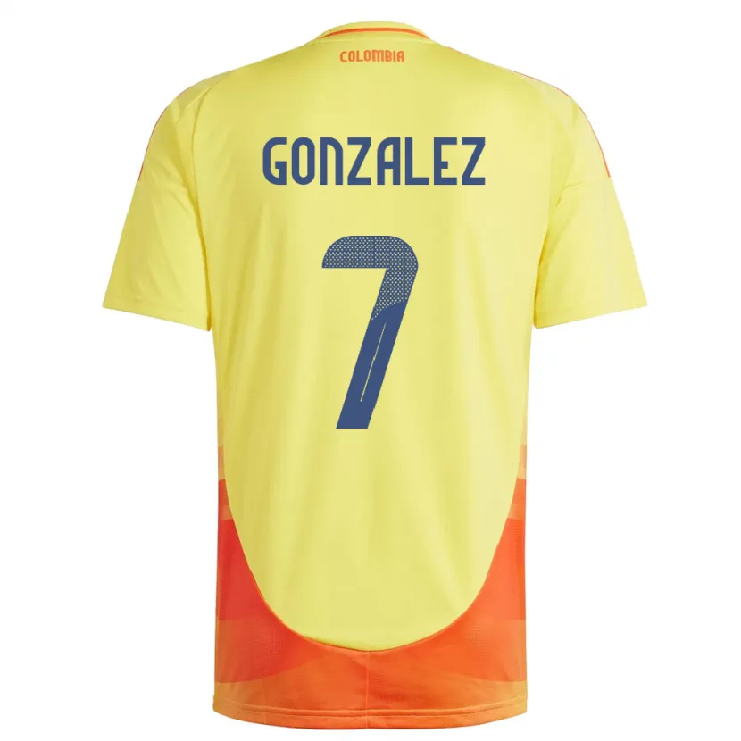 Danxen Barn Colombia Celis González #7 Gul Hjemmetrøye Drakt Trøye 24-26 Skjorter T-Skjorte