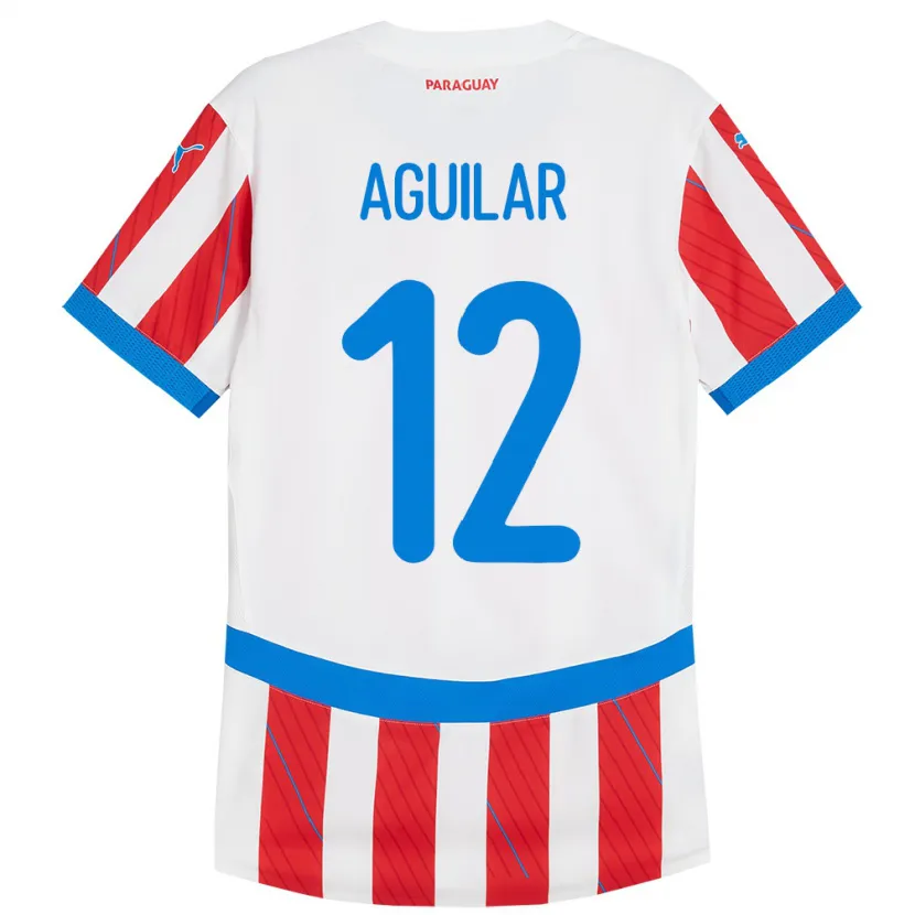 Danxen Barn Paraguay Alfredo Aguilar #12 Hvit Rød Hjemmetrøye Drakt Trøye 24-26 Skjorter T-Skjorte