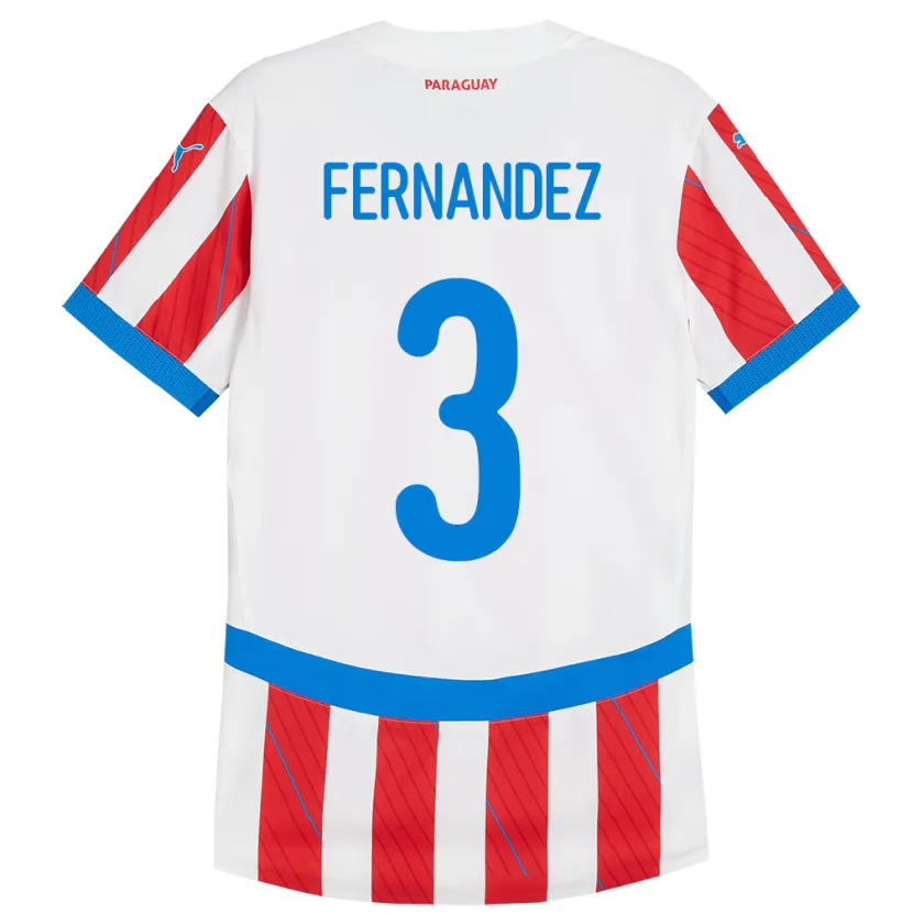 Danxen Barn Paraguay Roberto Fernández #3 Hvit Rød Hjemmetrøye Drakt Trøye 24-26 Skjorter T-Skjorte