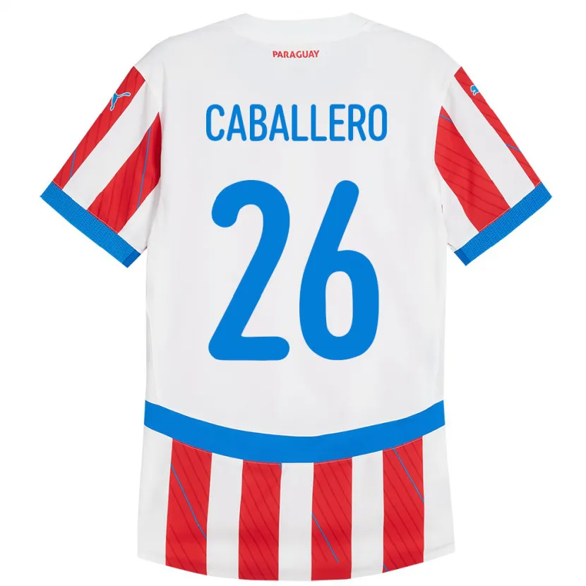 Danxen Barn Paraguay Hernesto Caballero #26 Hvit Rød Hjemmetrøye Drakt Trøye 24-26 Skjorter T-Skjorte