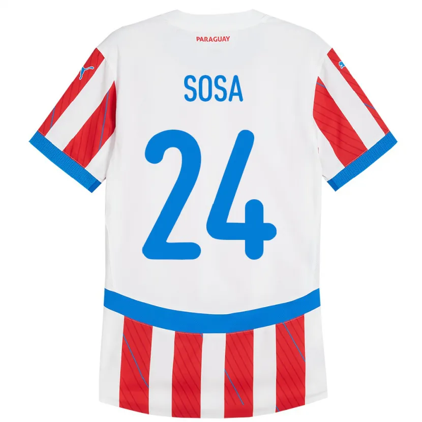 Danxen Barn Paraguay Ramón Sosa #24 Hvit Rød Hjemmetrøye Drakt Trøye 24-26 Skjorter T-Skjorte