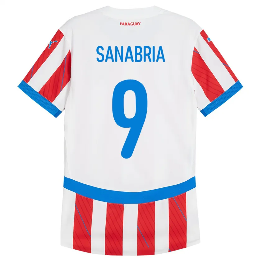 Danxen Barn Paraguay Antonio Sanabria #9 Hvit Rød Hjemmetrøye Drakt Trøye 24-26 Skjorter T-Skjorte