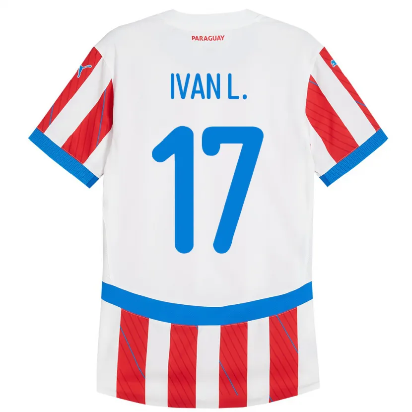 Danxen Barn Paraguay Iván Leguizamón #17 Hvit Rød Hjemmetrøye Drakt Trøye 24-26 Skjorter T-Skjorte