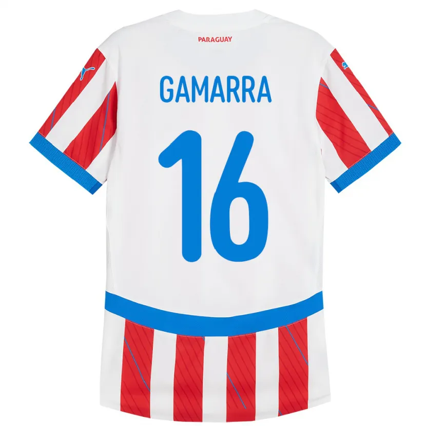 Danxen Barn Paraguay Ariel Gamarra #16 Hvit Rød Hjemmetrøye Drakt Trøye 24-26 Skjorter T-Skjorte