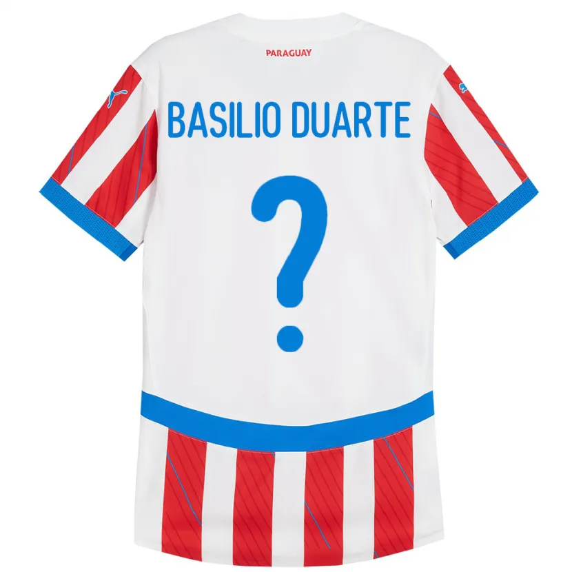 Danxen Barn Paraguay Basilio Duarte #0 Hvit Rød Hjemmetrøye Drakt Trøye 24-26 Skjorter T-Skjorte