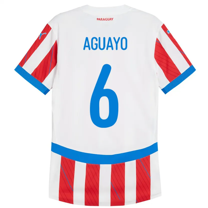 Danxen Barn Paraguay Ángel Aguayo #6 Hvit Rød Hjemmetrøye Drakt Trøye 24-26 Skjorter T-Skjorte