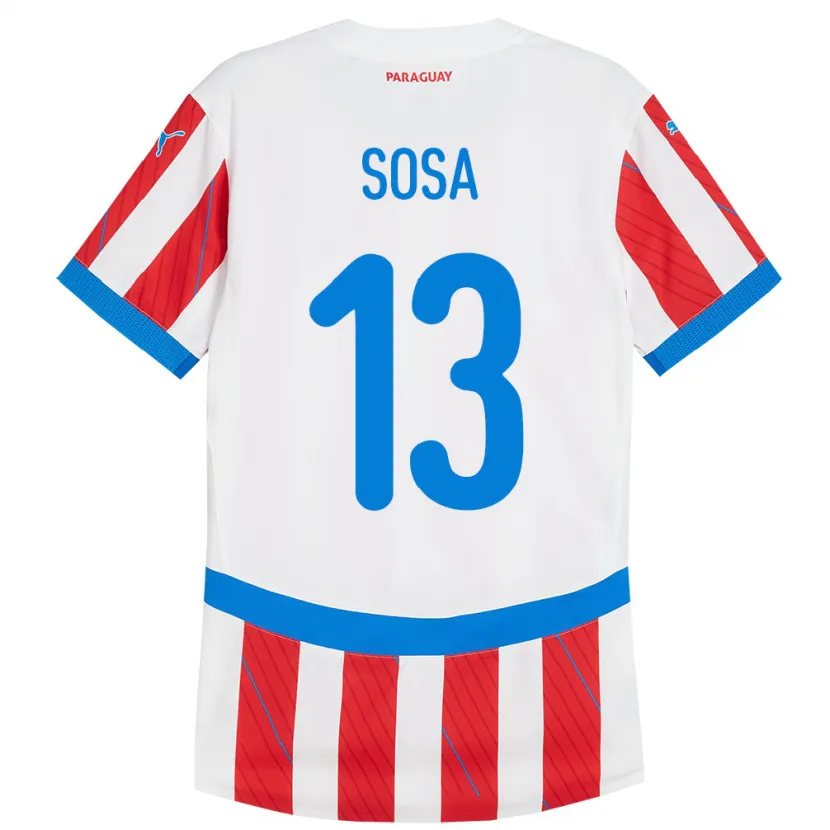 Danxen Barn Paraguay Alex Sosa #13 Hvit Rød Hjemmetrøye Drakt Trøye 24-26 Skjorter T-Skjorte