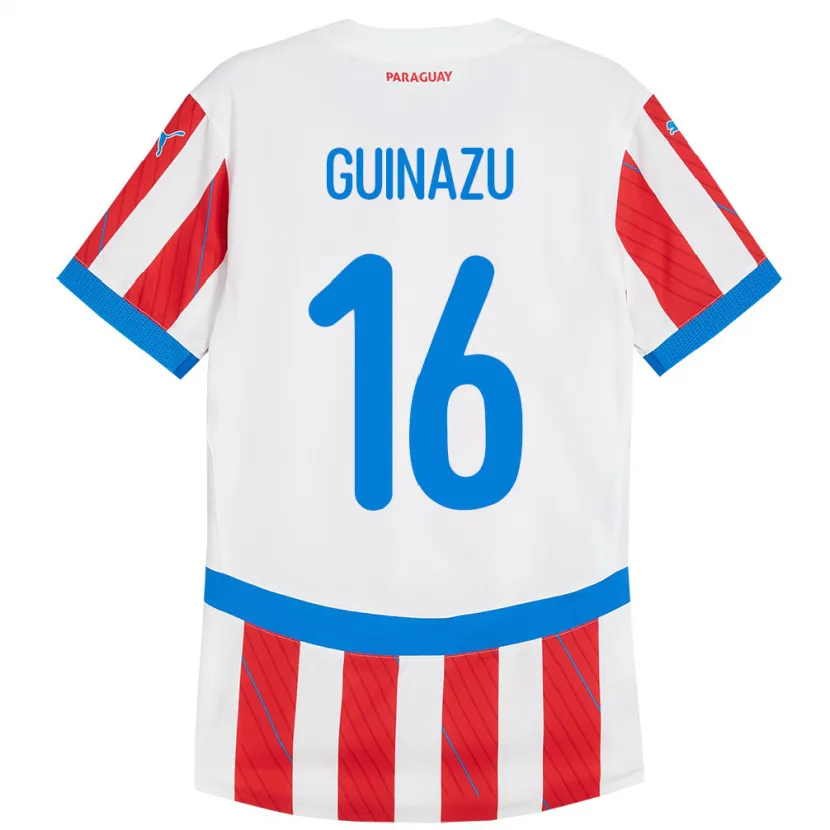 Danxen Barn Paraguay Lucas Guiñazú #16 Hvit Rød Hjemmetrøye Drakt Trøye 24-26 Skjorter T-Skjorte