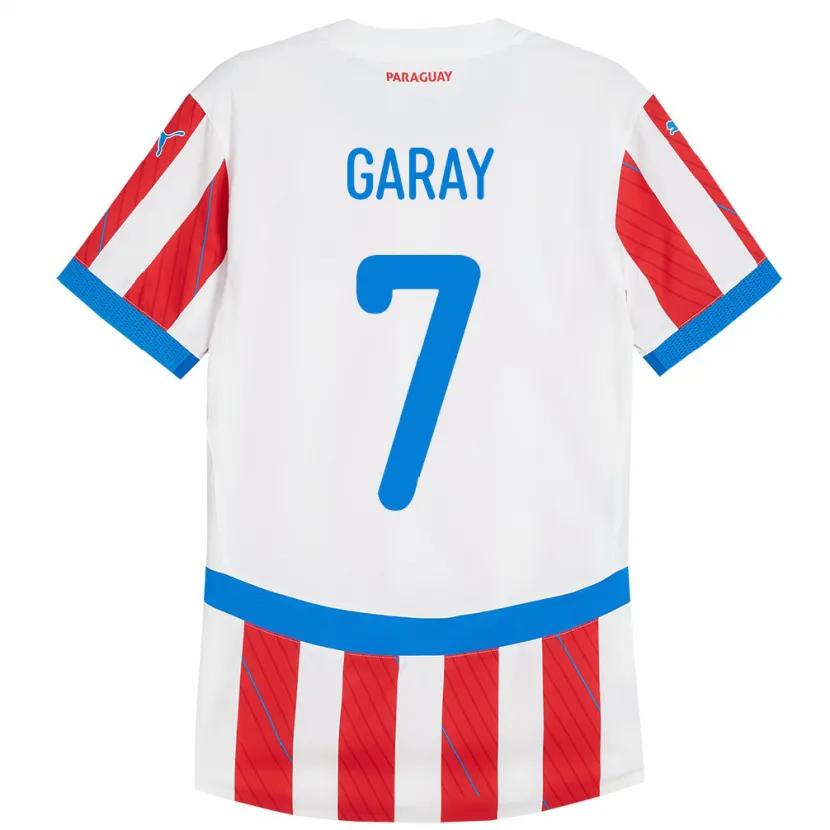 Danxen Barn Paraguay Griselda Garay #7 Hvit Rød Hjemmetrøye Drakt Trøye 24-26 Skjorter T-Skjorte