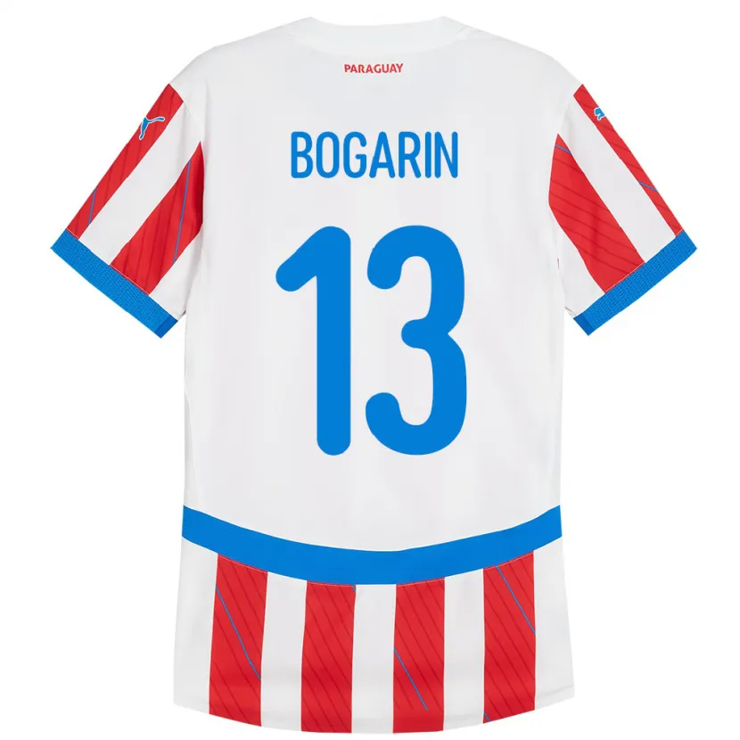 Danxen Barn Paraguay Dahiana Bogarín #13 Hvit Rød Hjemmetrøye Drakt Trøye 24-26 Skjorter T-Skjorte