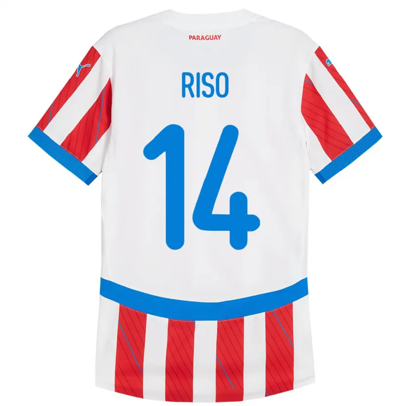 Danxen Barn Paraguay Tania Riso #14 Hvit Rød Hjemmetrøye Drakt Trøye 24-26 Skjorter T-Skjorte