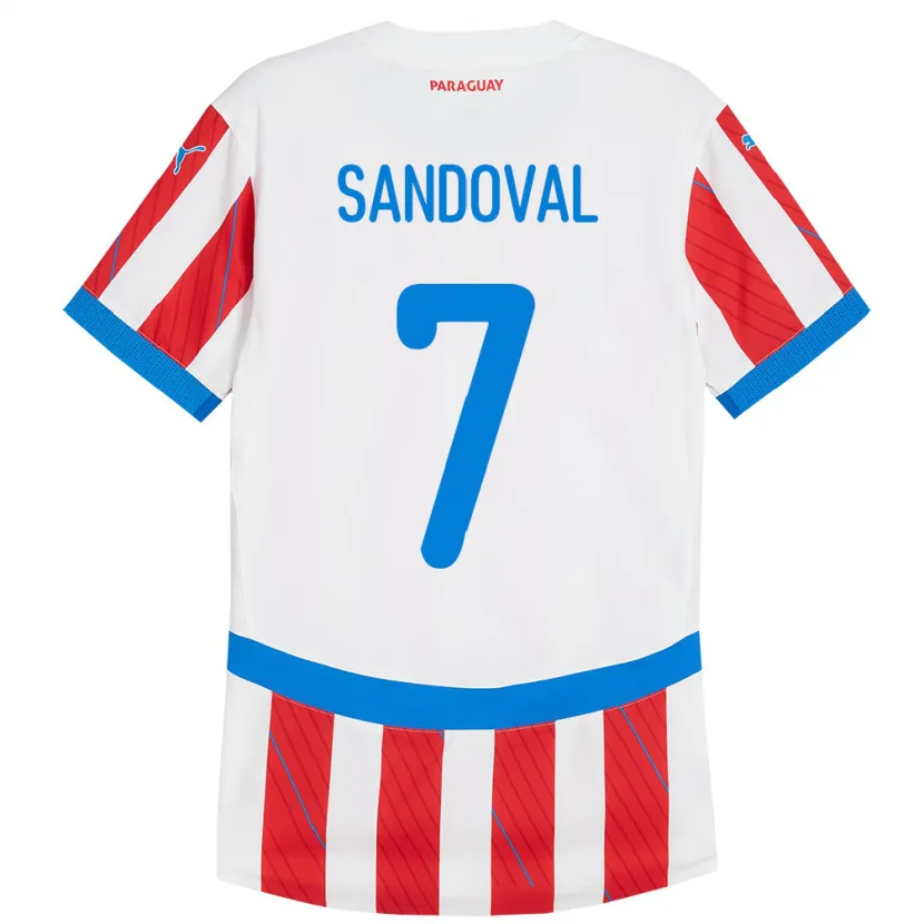 Danxen Barn Paraguay Fabiola Sandoval #7 Hvit Rød Hjemmetrøye Drakt Trøye 24-26 Skjorter T-Skjorte
