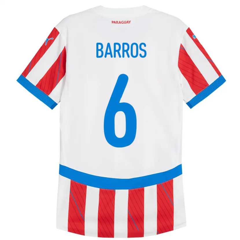Danxen Barn Paraguay Natalia Barros #6 Hvit Rød Hjemmetrøye Drakt Trøye 24-26 Skjorter T-Skjorte