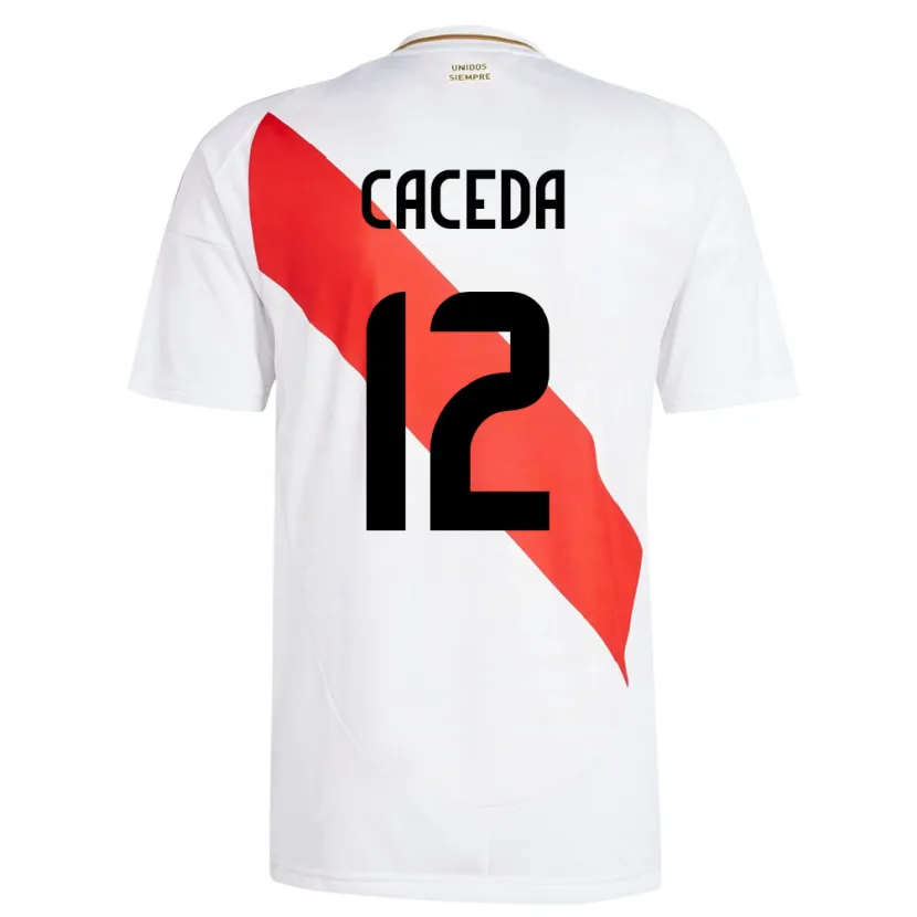 Danxen Barn Peru Carlos Cáceda #12 Hvit Hjemmetrøye Drakt Trøye 24-26 Skjorter T-Skjorte