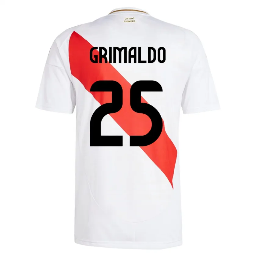 Danxen Barn Peru Joao Grimaldo #25 Hvit Hjemmetrøye Drakt Trøye 24-26 Skjorter T-Skjorte