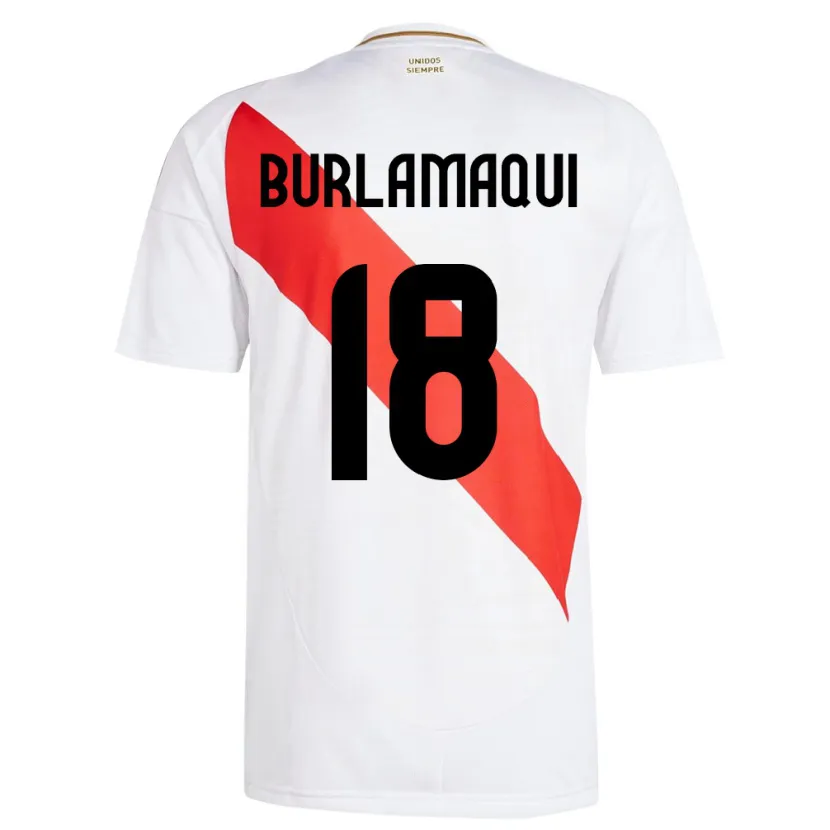 Danxen Barn Peru Alessandro Burlamaqui #18 Hvit Hjemmetrøye Drakt Trøye 24-26 Skjorter T-Skjorte