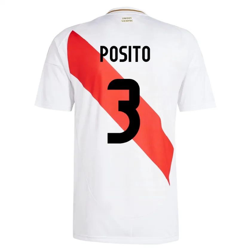 Danxen Barn Peru Alejandro Pósito #3 Hvit Hjemmetrøye Drakt Trøye 24-26 Skjorter T-Skjorte