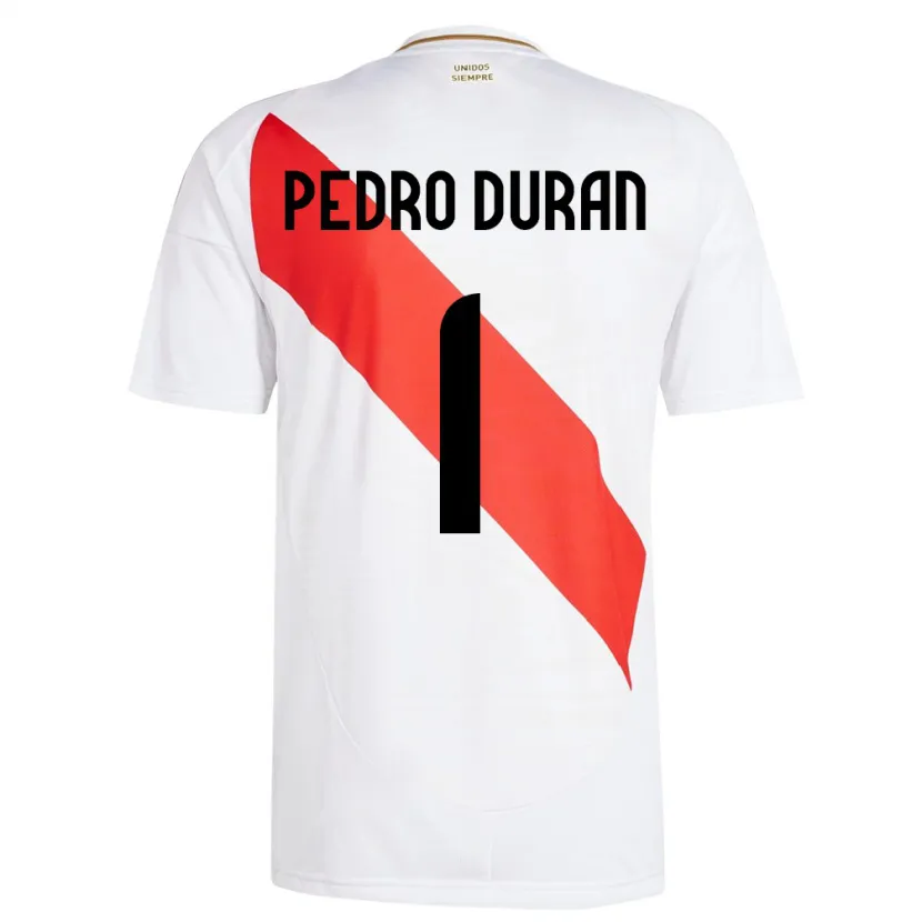Danxen Barn Peru Juan Pedro Durán #1 Hvit Hjemmetrøye Drakt Trøye 24-26 Skjorter T-Skjorte