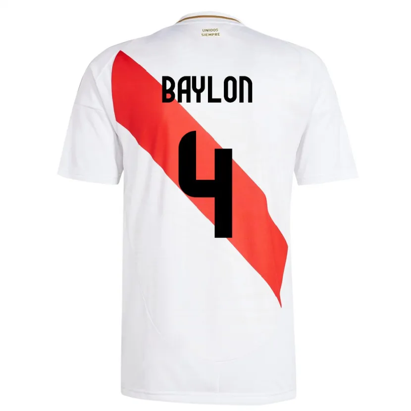 Danxen Barn Peru Luis Baylón #4 Hvit Hjemmetrøye Drakt Trøye 24-26 Skjorter T-Skjorte