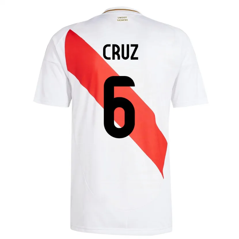 Danxen Barn Peru Esteban Cruz #6 Hvit Hjemmetrøye Drakt Trøye 24-26 Skjorter T-Skjorte
