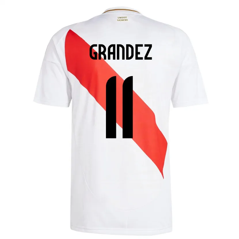 Danxen Barn Peru Guillermo Grández #11 Hvit Hjemmetrøye Drakt Trøye 24-26 Skjorter T-Skjorte
