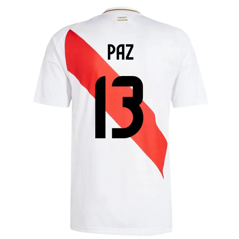 Danxen Barn Peru Braidy Paz #13 Hvit Hjemmetrøye Drakt Trøye 24-26 Skjorter T-Skjorte