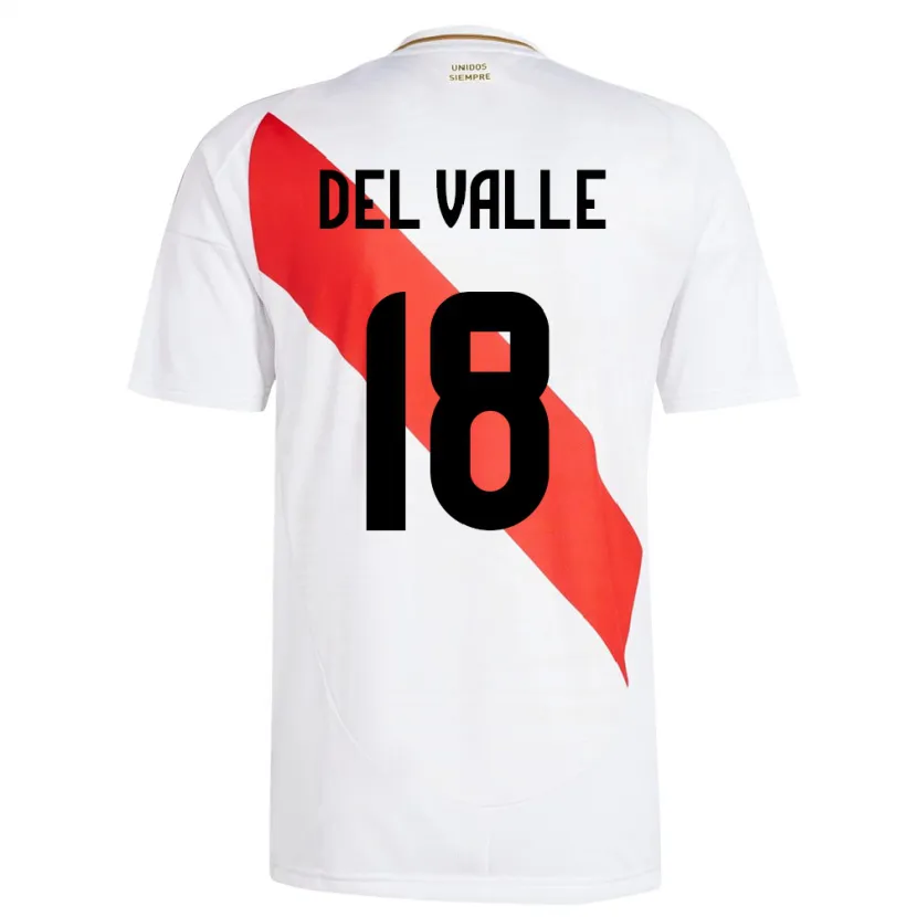 Danxen Barn Peru Yamir Del Valle #18 Hvit Hjemmetrøye Drakt Trøye 24-26 Skjorter T-Skjorte