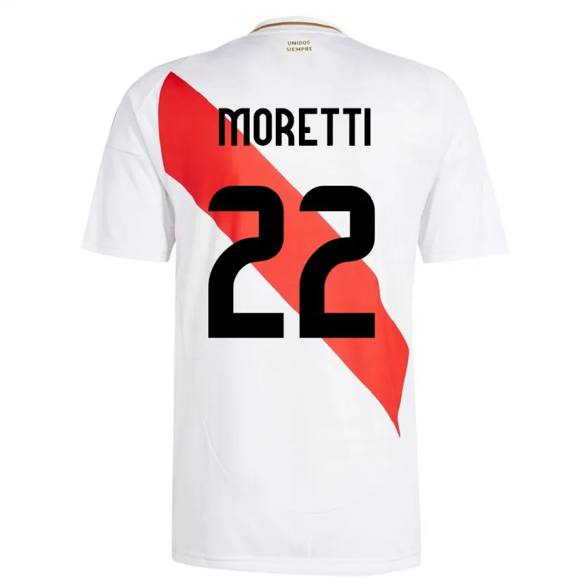 Danxen Barn Peru Jair Moretti #22 Hvit Hjemmetrøye Drakt Trøye 24-26 Skjorter T-Skjorte