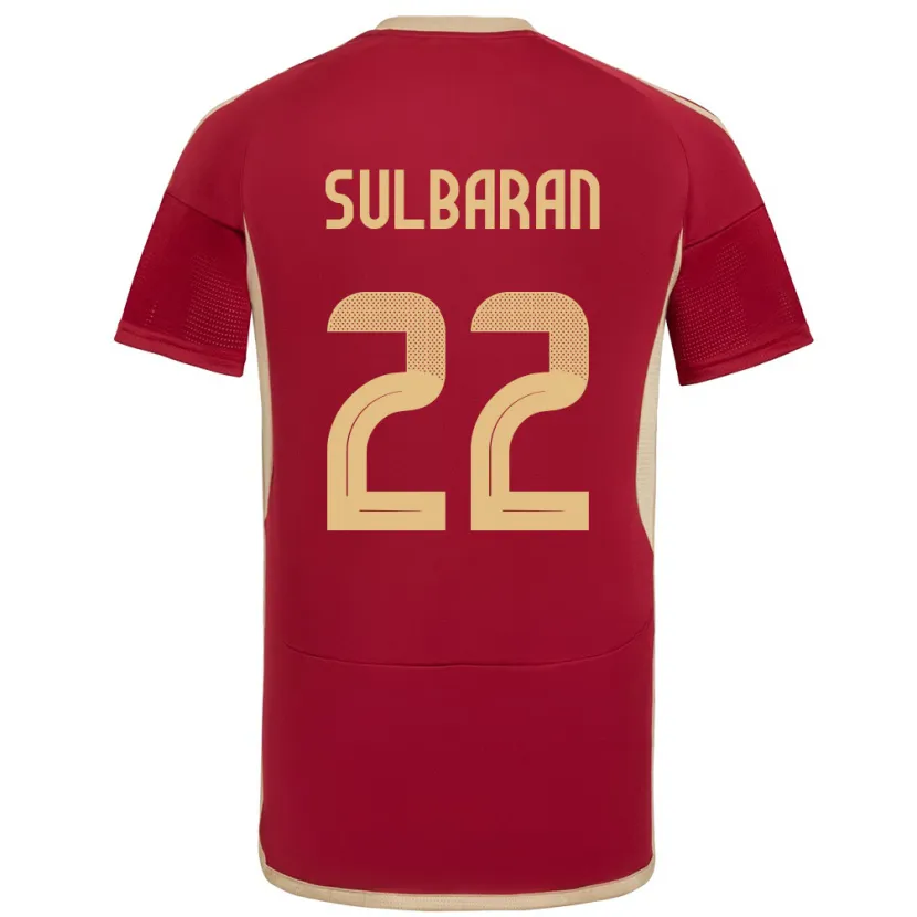 Danxen Barn Venezuela Manuel Sulbarán #22 Burgunder Hjemmetrøye Drakt Trøye 24-26 Skjorter T-Skjorte