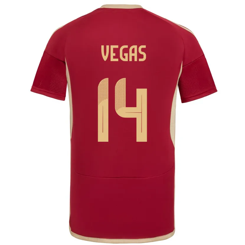 Danxen Barn Venezuela Miguel Vegas #14 Burgunder Hjemmetrøye Drakt Trøye 24-26 Skjorter T-Skjorte