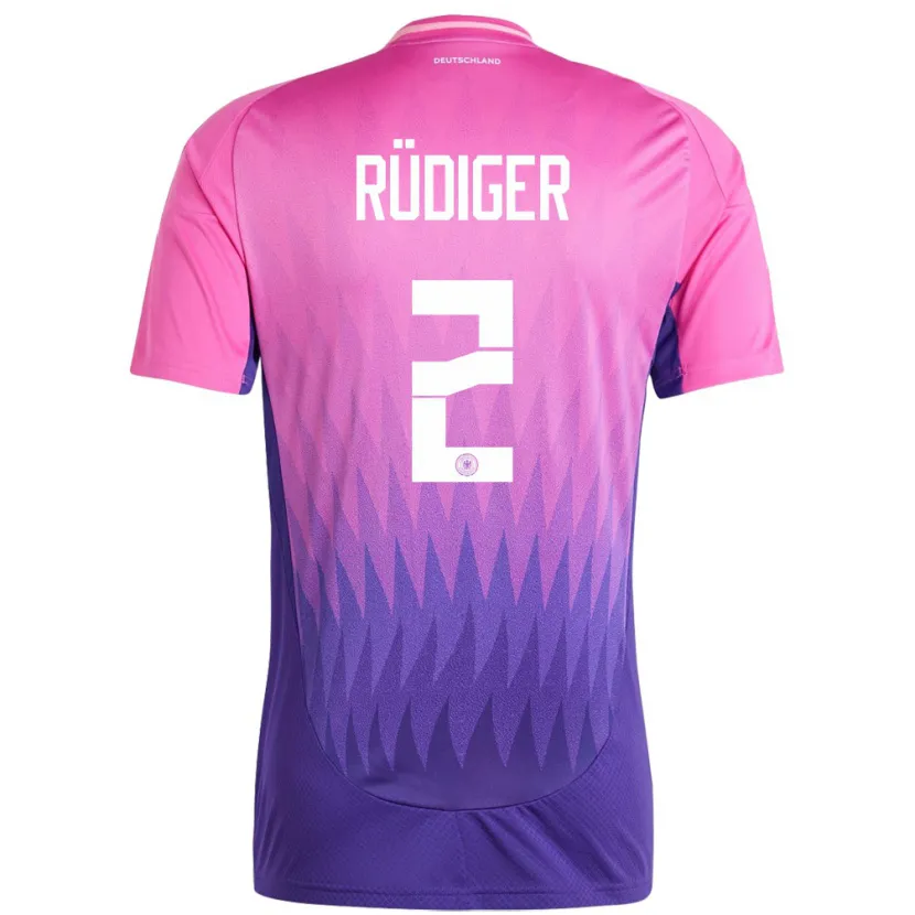 Danxen Barn Tyskland Antonio Rudiger #2 Rosa Lilla Bortetrøye Drakt Trøye 24-26 Skjorter T-Skjorte