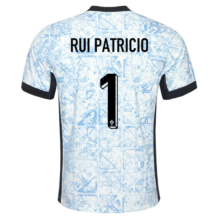 Danxen Barn Portugal Rui Patricio #1 Kremblå Bortetrøye Drakt Trøye 24-26 Skjorter T-Skjorte