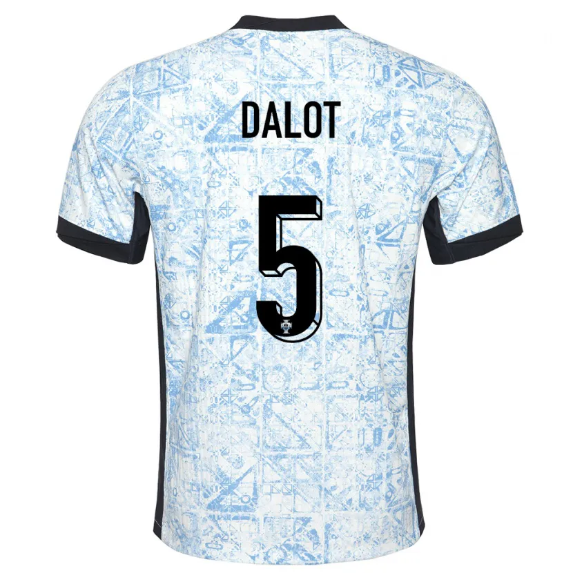 Danxen Barn Portugal Diogo Dalot #5 Kremblå Bortetrøye Drakt Trøye 24-26 Skjorter T-Skjorte