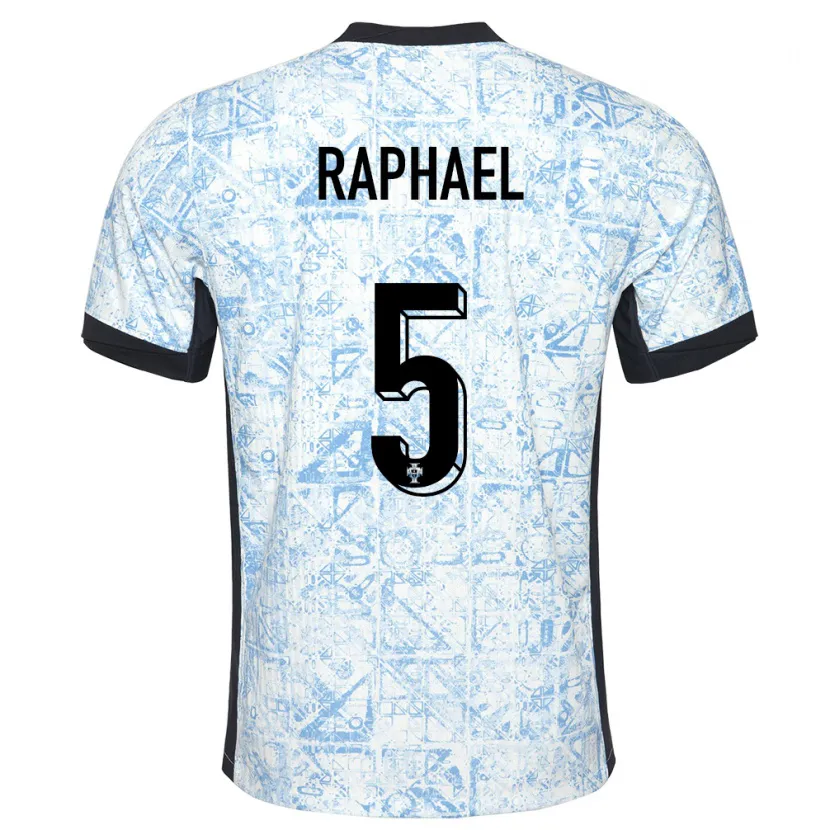 Danxen Barn Portugal Raphael Guerreiro #5 Kremblå Bortetrøye Drakt Trøye 24-26 Skjorter T-Skjorte