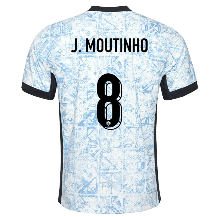 Danxen Barn Portugal Joao Moutinho #8 Kremblå Bortetrøye Drakt Trøye 24-26 Skjorter T-Skjorte