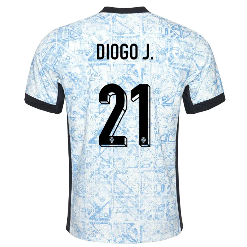 Danxen Barn Portugal Diogo Jota #21 Kremblå Bortetrøye Drakt Trøye 24-26 Skjorter T-Skjorte