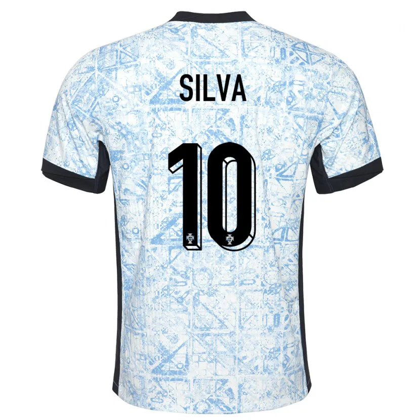 Danxen Barn Portugal Jessica Silva #10 Kremblå Bortetrøye Drakt Trøye 24-26 Skjorter T-Skjorte