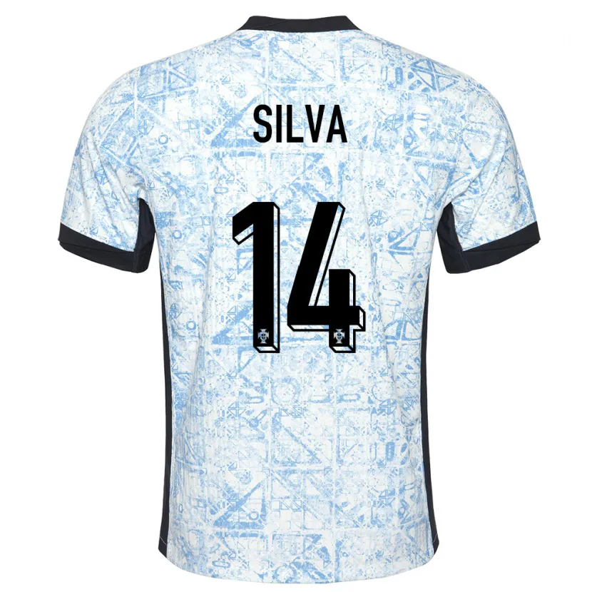 Danxen Barn Portugal Dolores Silva #14 Kremblå Bortetrøye Drakt Trøye 24-26 Skjorter T-Skjorte