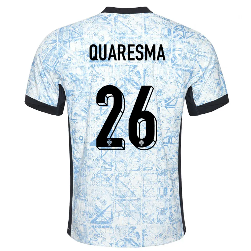 Danxen Barn Portugal Eduardo Quaresma #26 Kremblå Bortetrøye Drakt Trøye 24-26 Skjorter T-Skjorte