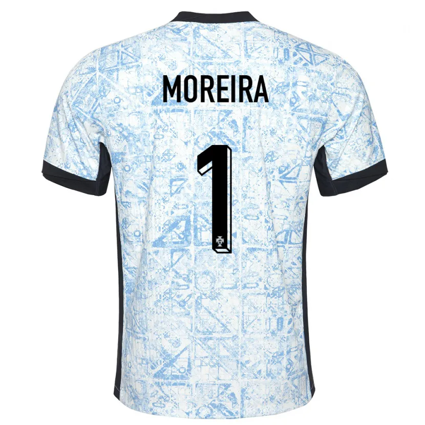 Danxen Barn Portugal Andre Moreira #1 Kremblå Bortetrøye Drakt Trøye 24-26 Skjorter T-Skjorte