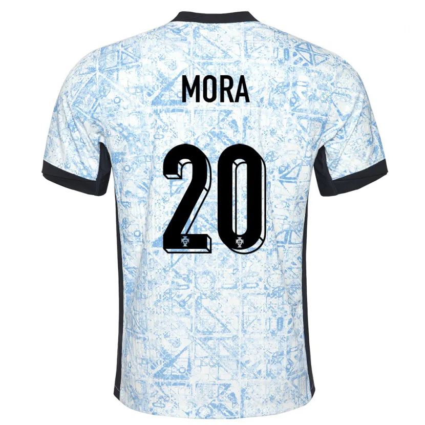 Danxen Barn Portugal Rodrigo Mora #20 Kremblå Bortetrøye Drakt Trøye 24-26 Skjorter T-Skjorte